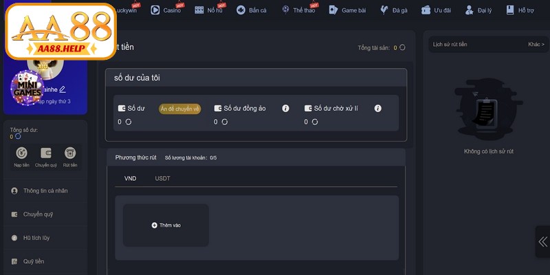 Điểm danh các phương thức rút tiền AA88 hiện có